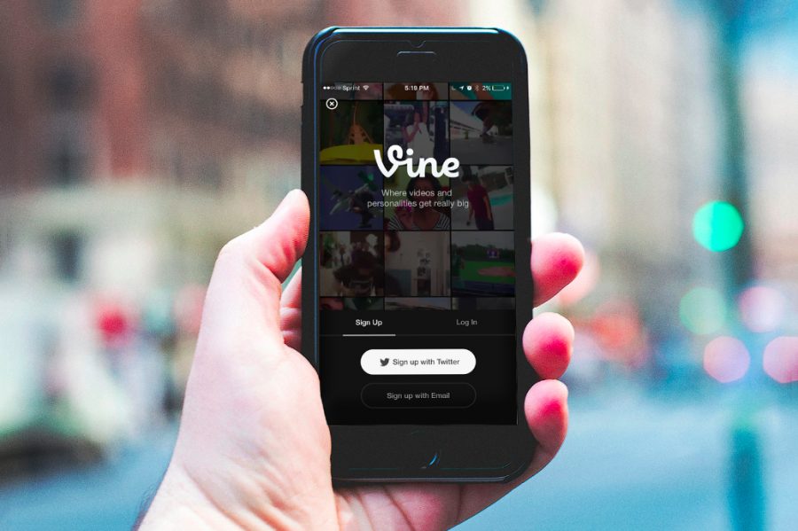 Vine app on phone in person's hand